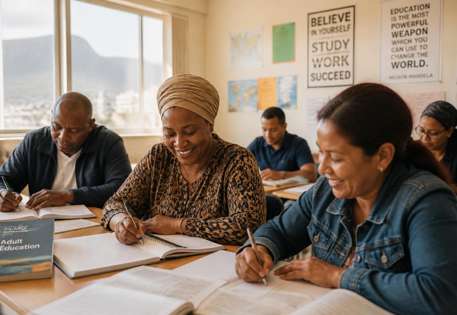 Learners studying together in a bright Cape Town classroom